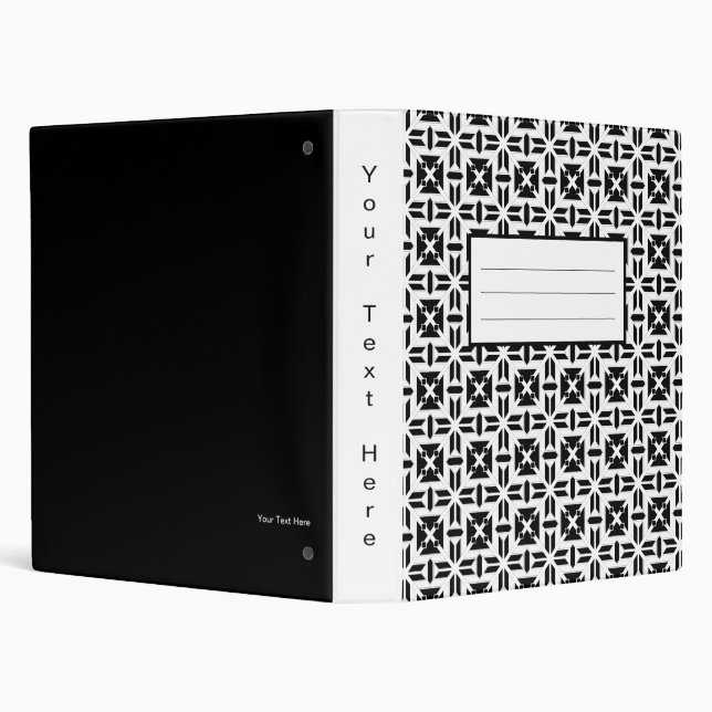 Elegant Black and White Geometric Pattern 3 Ring Binder (Background)