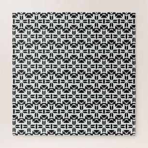 Elegant Black and White Geometric Pattern Jigsaw Puzzle