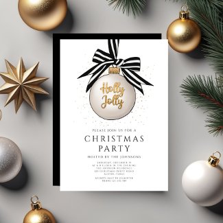 Elegant Black And White Gold Christmas Party