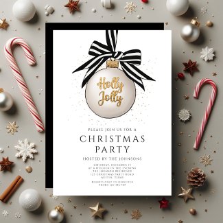 Elegant Black And White Gold Christmas Party