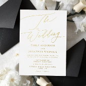 Elegant Black and White Gold The Wedding Foil Invitation