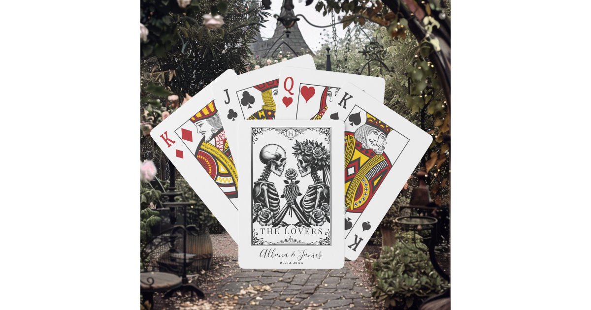 Elegant Black and White Gothic Tarot Wedding Poker Cards
