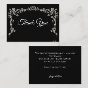 Elegant black and white Gothic wedding Thank You Note Card