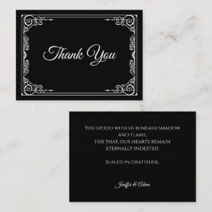Elegant black and white Gothic wedding Thank You Note Card