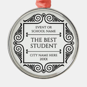 Elegant Black And White Grad Business Award Gala Metal Ornament