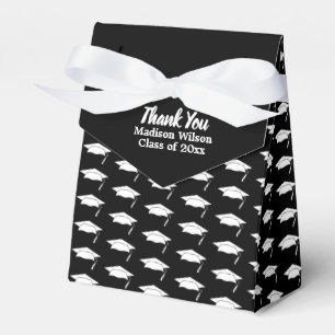 Elegant Black and White Graduate Name Graduation Favor Boxes