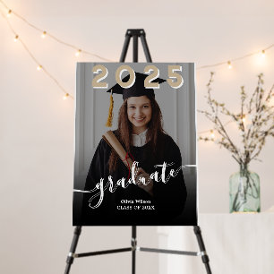 Elegant Black and White Graduation Announcement Foam Board