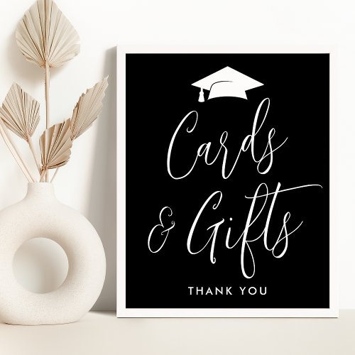 Elegant Black and White Graduation Cards and Gifts Poster