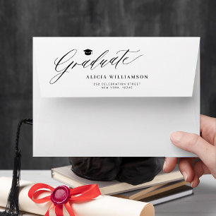 Elegant black and white graduation invitation envelope