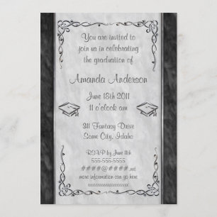 Elegant Black and White Graduation Invitations