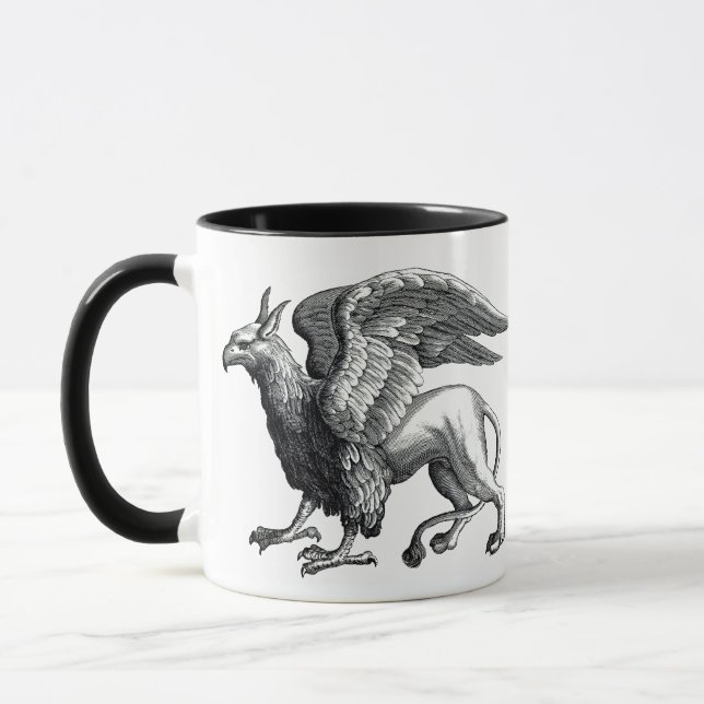 Elegant Black and White Griffin -Legendary Beast Mug (Left)