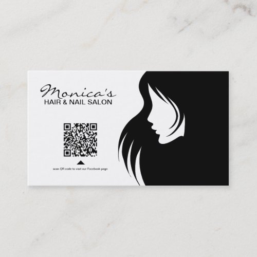 Elegant Black and White Hair and Nail Salon Business Cards