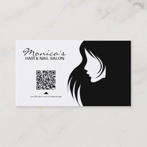 Customizable Elegant Black and White Hair and Nail Salon Business Cards