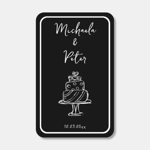 Elegant Black and White Hand Drawn Cake Wedding Matchboxes