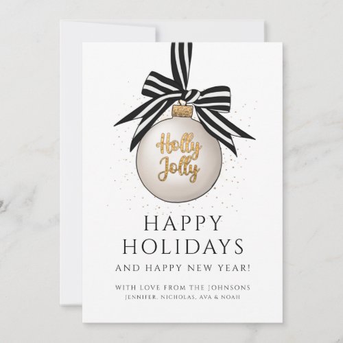 Elegant Black And White Happy Holidays  Holiday Card