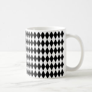 Elegant Black and White Harlequin Classic Diamond Coffee Mug