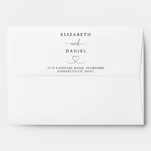 Elegant Black And White Heart Wedding Envelope
