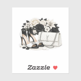 Elegant Black and White High Heels Sticker