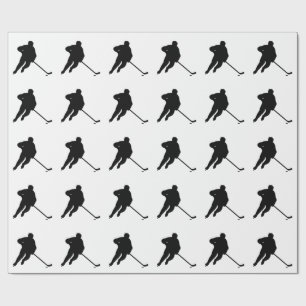 Elegant black and white Hockey Player Wrapping Paper