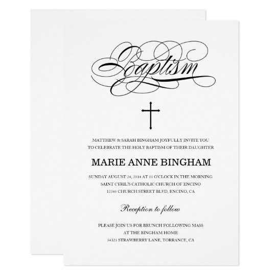 Elegant Black And White Holy Baptism Invitation Zazzle Com