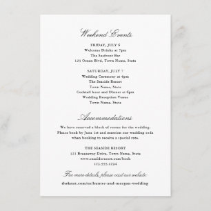 Elegant Black and White Hotel and Weekend Events Enclosure Card