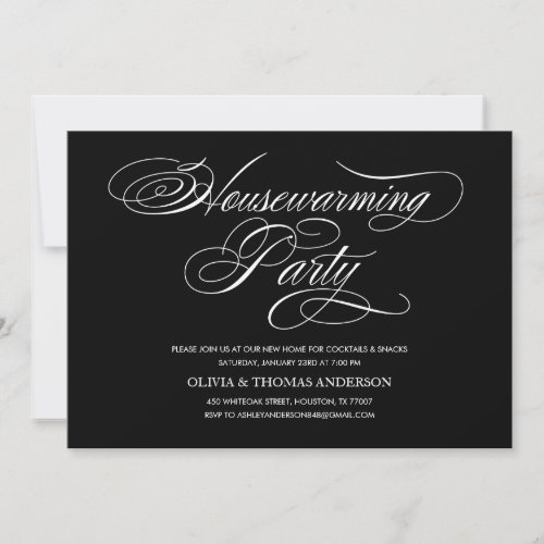 Elegant Black and White Housewarming Invitations