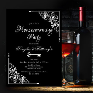 Elegant Black and White Housewarming Party Invitation