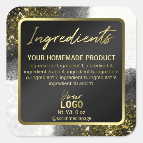 Elegant Black And White Ingredient Labels