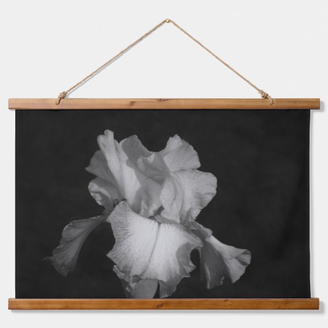 Elegant Black and White Iris Floral Photo Hanging Tapestry (Front)