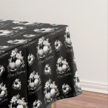 Elegant Black And White Ivory Christmas Ornament Tablecloth by 17Minutes at Zazzle