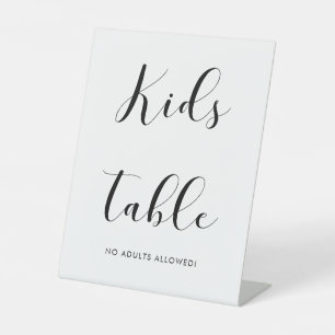 Elegant Black and White Kids Table Pedestal Sign