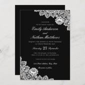 Elegant Black And White Lace Wedding Invitation (Front/Back)