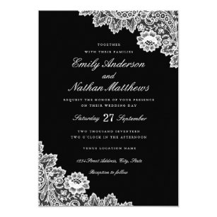 Black And White Lace Wedding Invitations 6