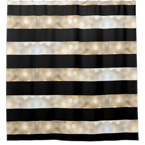 Elegant Black And White Lights Stripes Chic Modern Shower Curtain