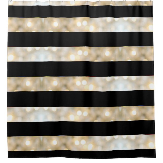 Elegant Black And White Lights Stripes Chic Modern Shower Curtain (Front)
