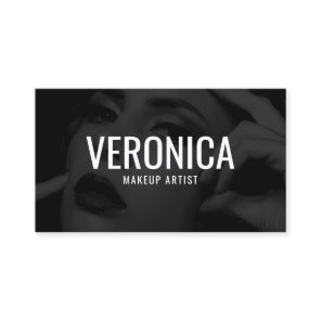 Elegant black and white makeup artist photo bold business card