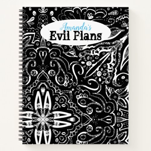 Elegant black and white mandala design throw pillo notebook