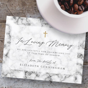 Elegant Black and White Marble Faux Cross Memorial Postcard