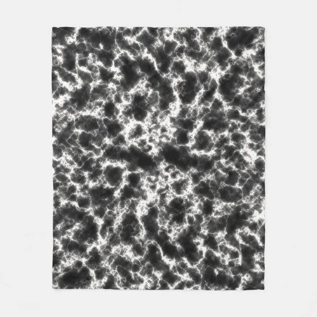 Elegant Black and White Marble  Fleece Blanket (Front)