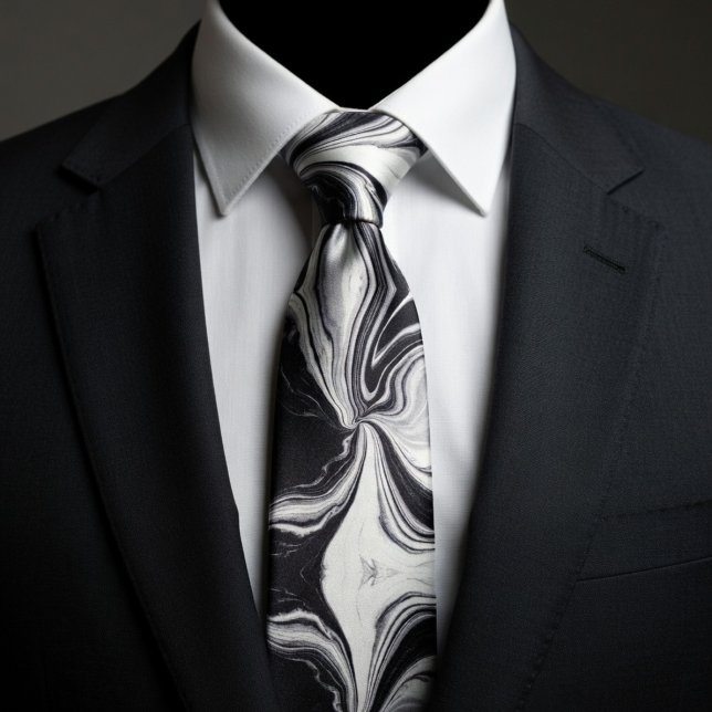 Elegant black and white marble neck tie (Creator Uploaded)