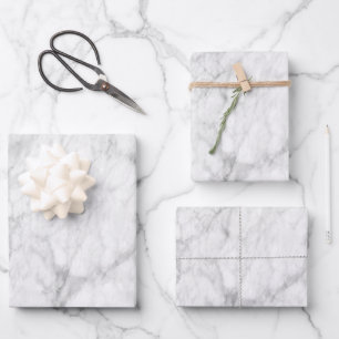 Elegant Black and White Marble Pattern Wrapping Paper Sheets