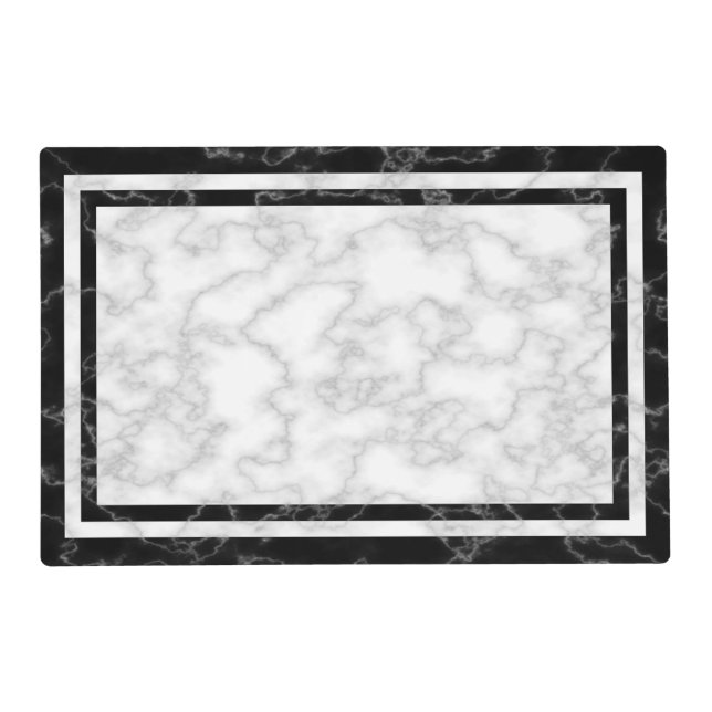 Elegant Black and White Marble Print Placemat (Front)