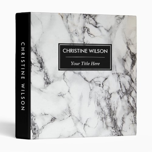 elegant black and white marble stone 3 ring binder