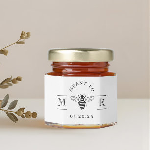 Elegant Black and White Meant to Bee Wedding Honey Jar Favors
