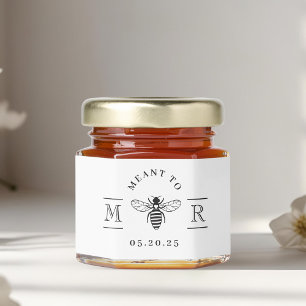 Elegant Black and White Meant to Bee Wedding Honey Jar Favors