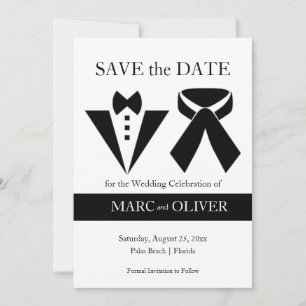 Elegant Black and White Men Couple Wedding Save The Date