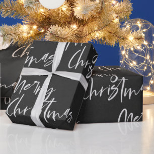 Elegant Black And White Merry Christmas Wrapping Paper