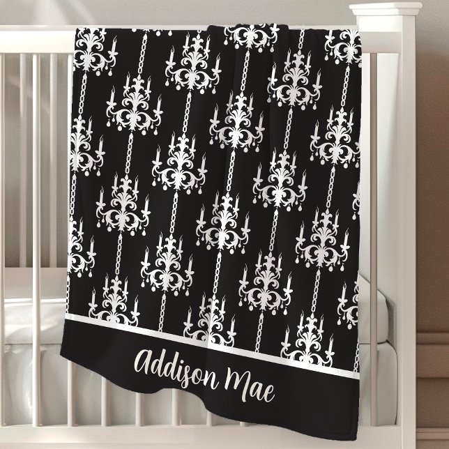 Elegant Black And White Midnight Chandelier Baby Blanket (Creator Uploaded)