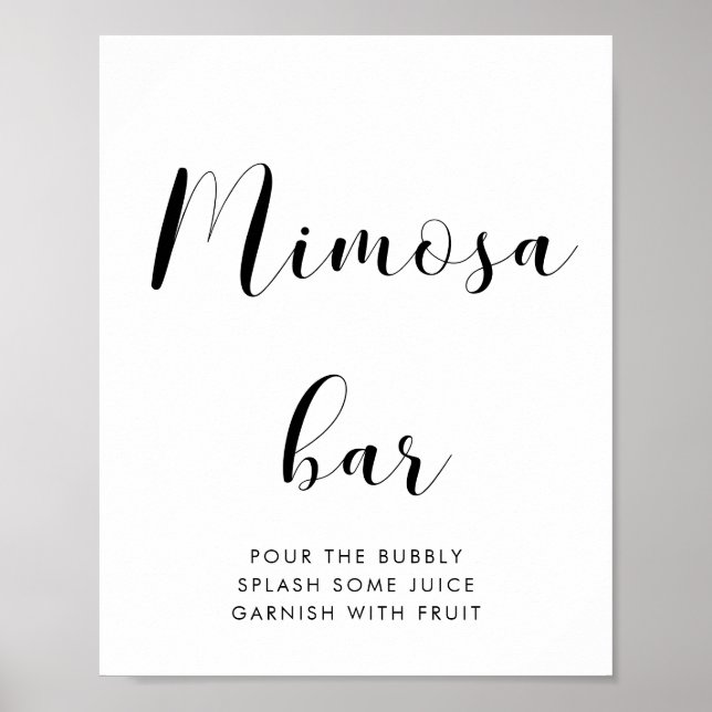 Elegant black and white Mimosa bar wedding sign (Front)