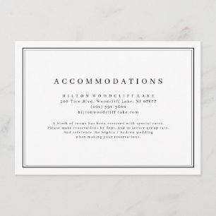 Elegant black and white minimalist accommodations enclosure card